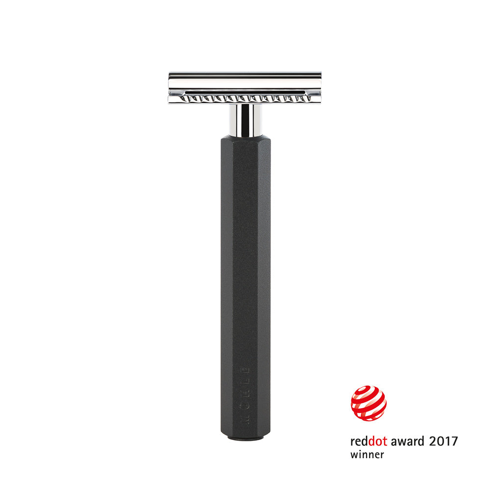 HEXAGON 両刃カミソリセット クローズドコム/シルバーチップファイバーブラシ/マーク・ブラウンデザイン, アノダイズドアルミニウム, グラファイト(S31MHXGGRAPHITE)-3