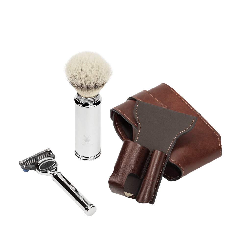 ミューレ トラベルシェービングキット(ブラウン)/Fusion対応 イタリアンレザーケース (RT2F)-2