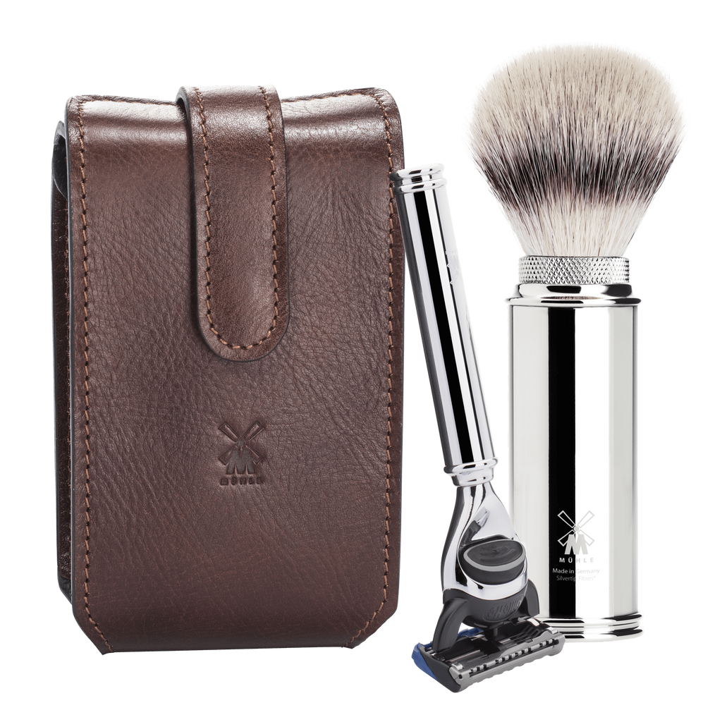 ミューレ トラベルシェービングキット(ブラウン)/Fusion対応 イタリアンレザーケース (RT2F)-1