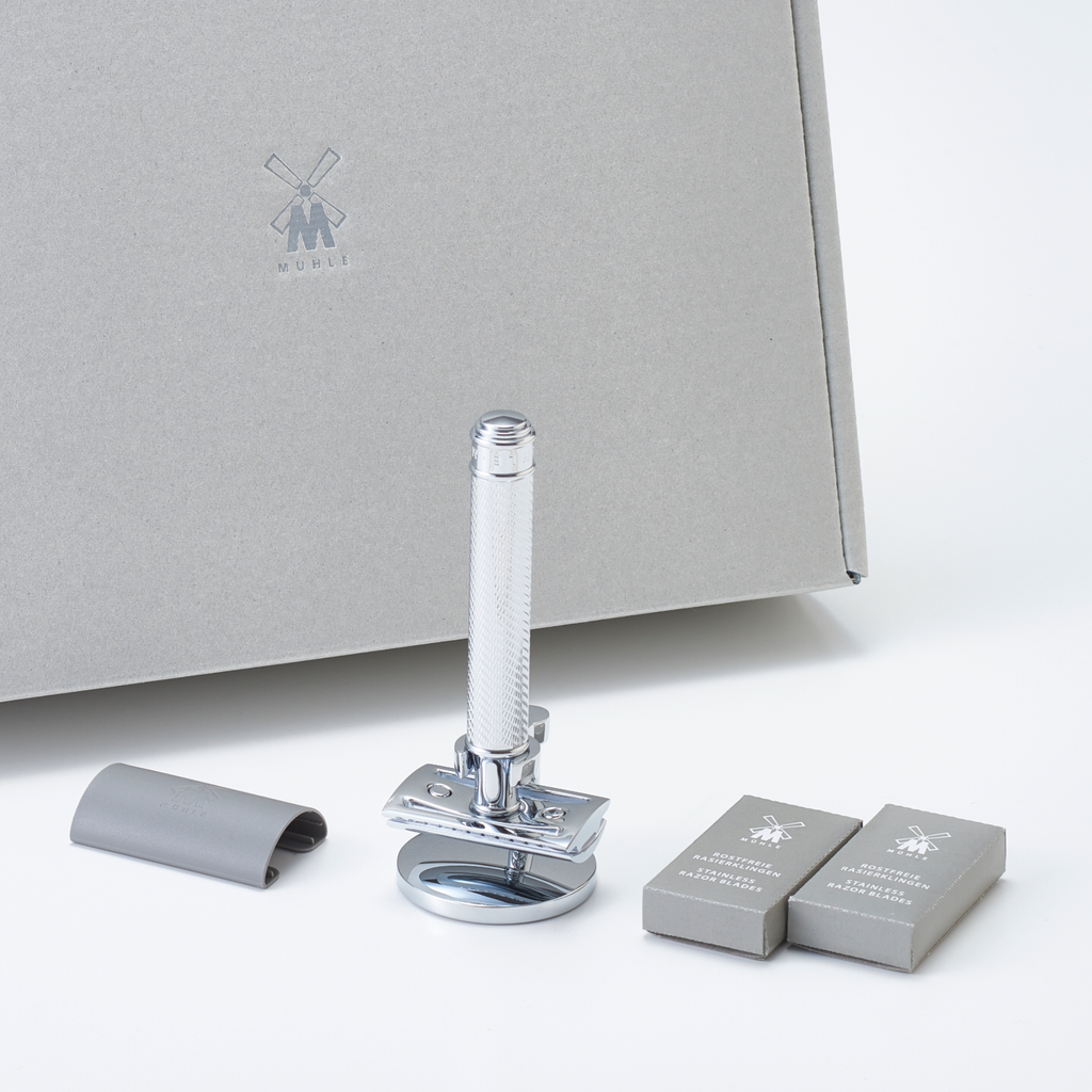 ミューレ ギフトボックスセット（TRADITIONAL／R89両刃カミソリ ＆ スタンド & 両刃替刃20枚 ＆ ブレードガード 4点セット）-1